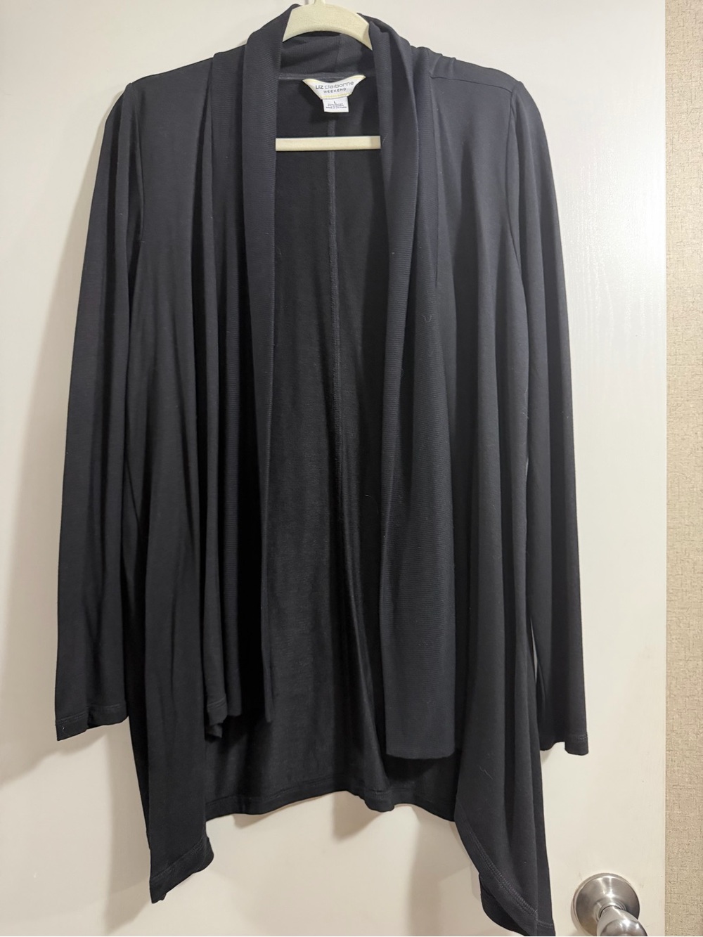 Liz Claiborne Black Open-Front Lightweight Cardigan